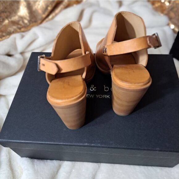NIB Rag & Bone Wyatt Leather Sling Back Sandals In Sand - Picture 5 of 16
